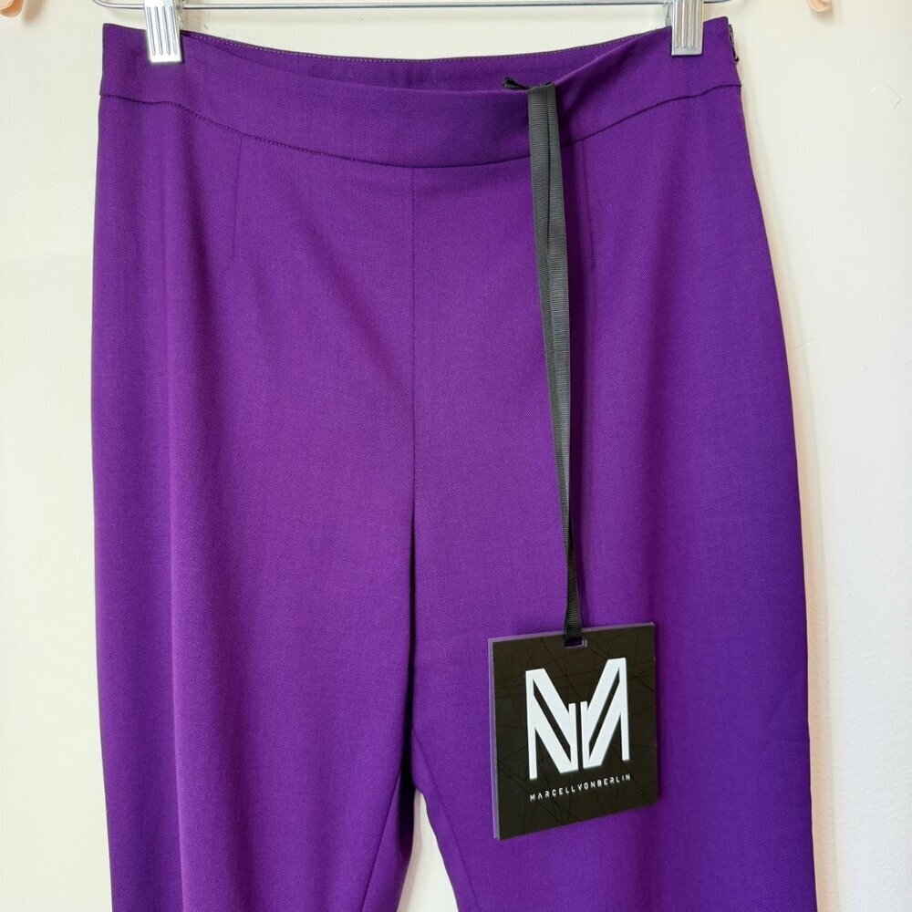 Marcell Von Berlin Purple Flared Suit Pants Size 4 With Side Zipper - Picture 2 of 7